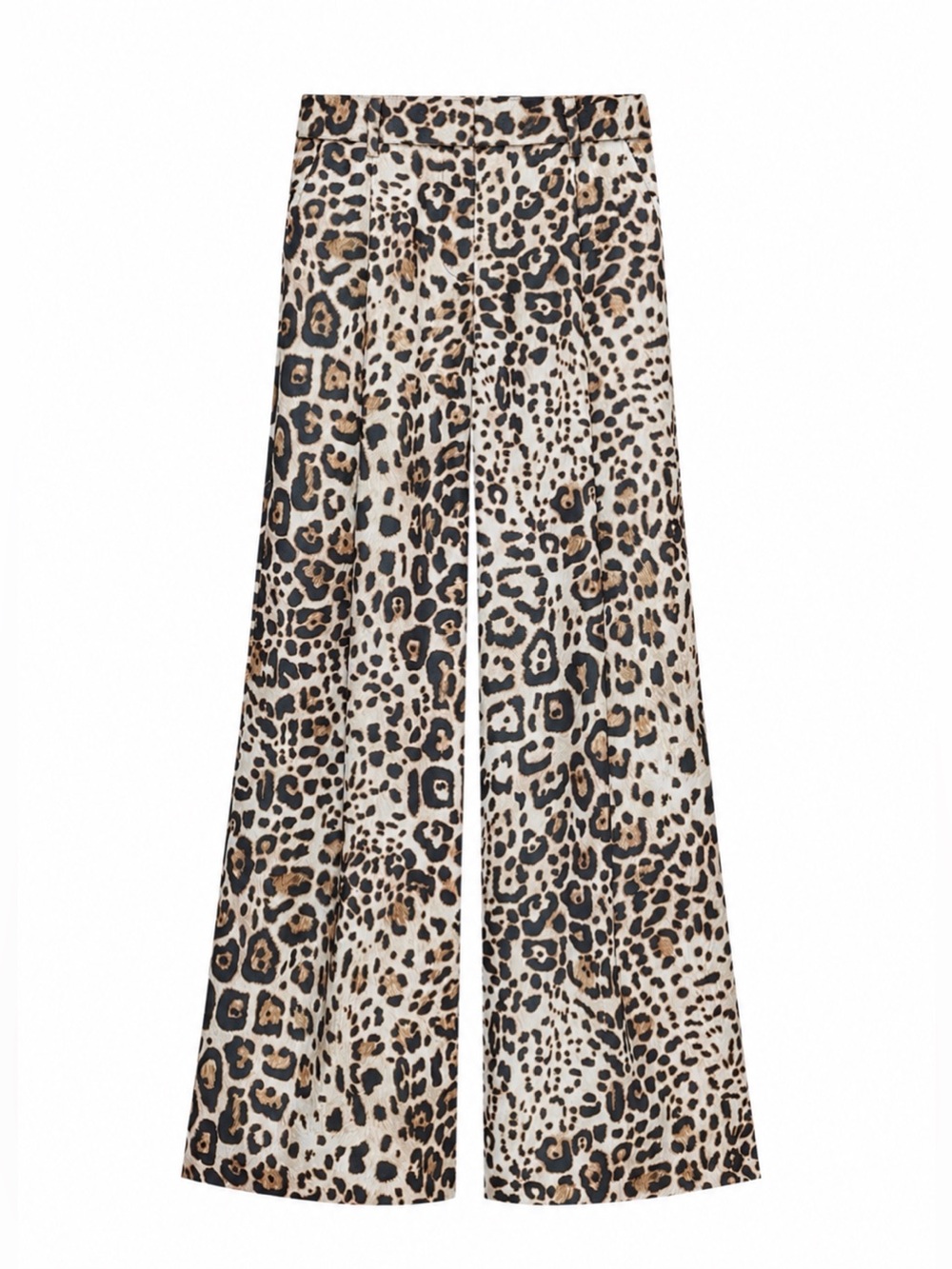NWT Zara Satin Wide Leg Pants Leopard Print L